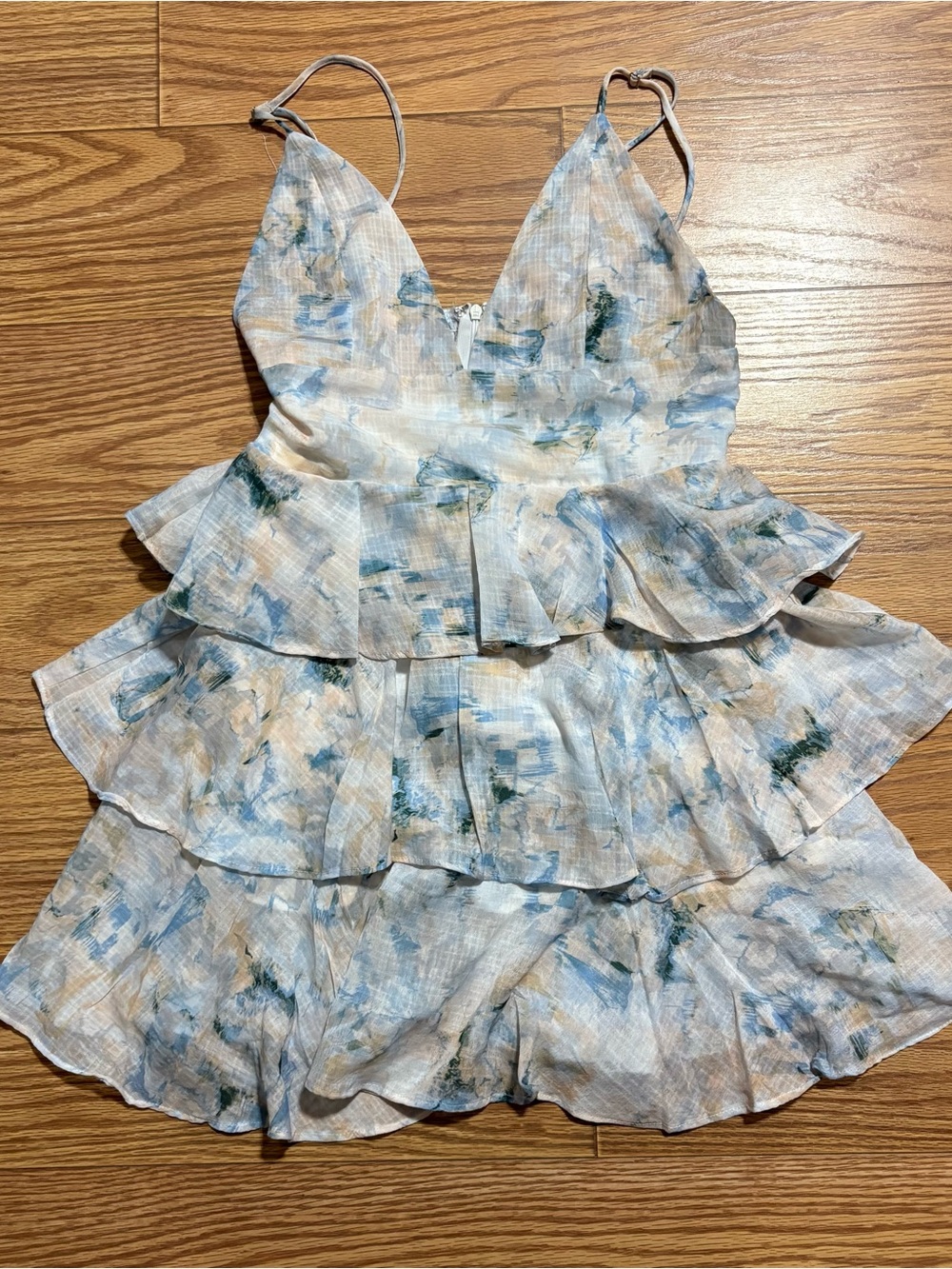 Floral Beach Mini Vacation Ruffle Summer Dress Women’s Medium